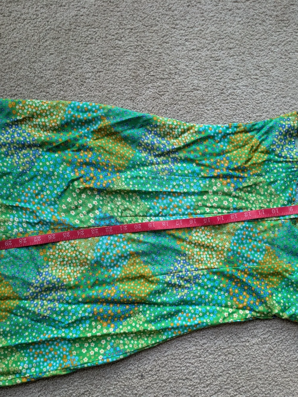 Aqua Blues Spring Summer Vintage Green Floral Mini Sundress - Picture 9 of 9